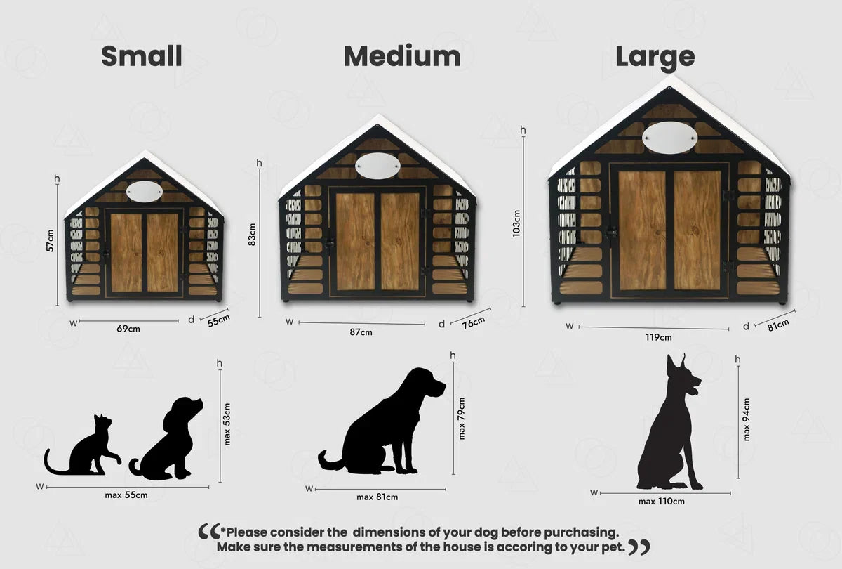 Dog Crate - Dog Kennel - Wooden Dog Crate - Indoor Dog Kennel - Metal and Wooden Dog Kennel - Pet Furniture - Durable Dog Kennel - Stylish Dog Kennel - SMALL - Black 67x57x55 cm