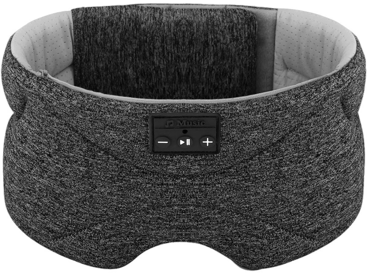 Bluetooth slaapmasker (premium) - Beste keuze - 100% verduisterend - Ultraplatte 'spons speakers' (perfect voor zijslapers) - Koel en ademend materiaal - Volledig verstelbaar - Excellente geluidskwaliteit - Batterij: 13 uur - Antraciet (limited)