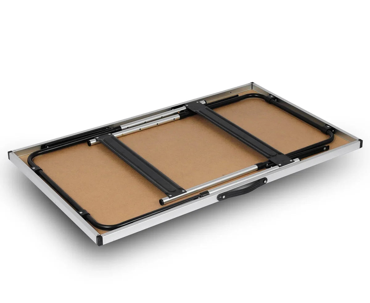 Klaptafel - Opklapbare Tafel - Campingtafel - Opvouwbaar - Kunststof - Vouwtafel - Kamperen - Lichtbruin