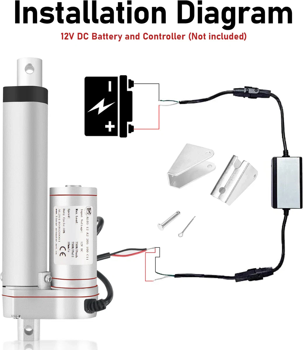 12V Lineaire Actuator Motor Hoge Snelheid 5.7mm/s 1500N 150mm Elektrische Deuropener