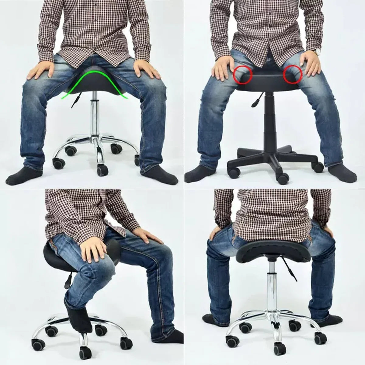 Basic Zadelkruk - Kapperskruk - Tabouret - Op hoogte instelbaar - Min. 62 cm - Max. 75 cm - Zwart