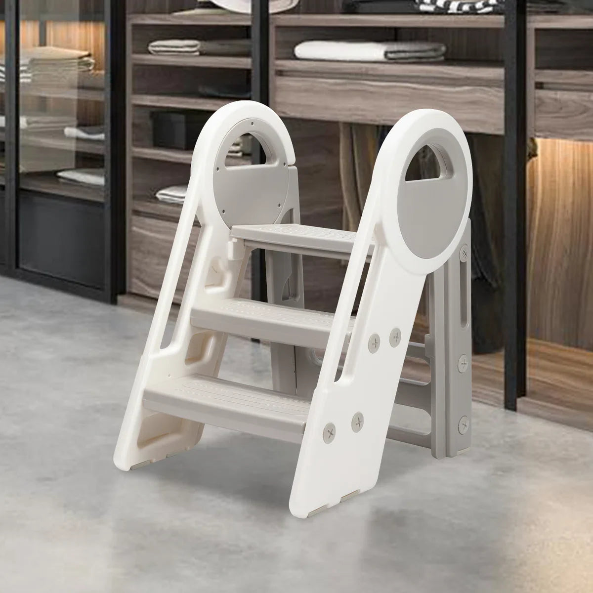 Opstapje - 2 - 3 niveaus in hoogte verstelbaar opstapje voor kinderen - kinderkruk - opstapje voor baby, leertoren met handgrepen - anti-kantel en antislip - kinder zindelijkheidstraining