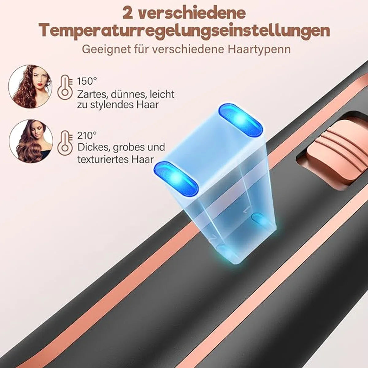 5-in-1 Krultang Set met Verschillende Opzetstukken - Voor Grote en Kleine Krullen, Keramische Krultang, Inclusief Handschoen en Clips - Roségoud