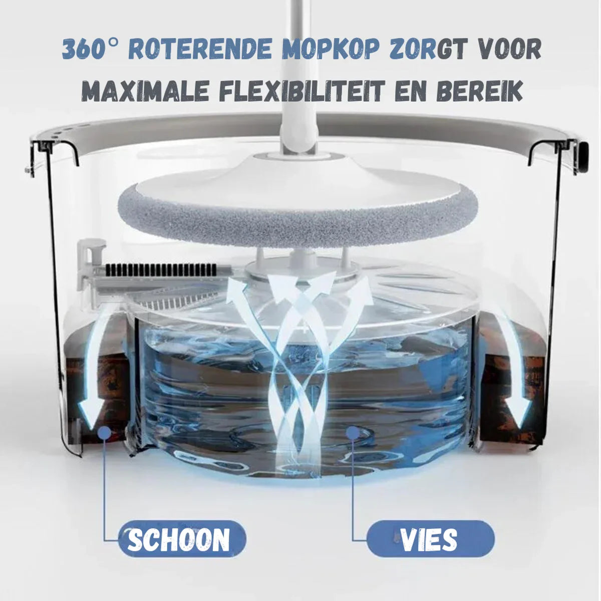 Dweil - 2-IN-1 - Dweil En Emmer - Uitschuifbare Mop - Dweilsysteem - Dweilset & Vloerwissers - Inclusief 4 Dweildoeken Set - Grijs