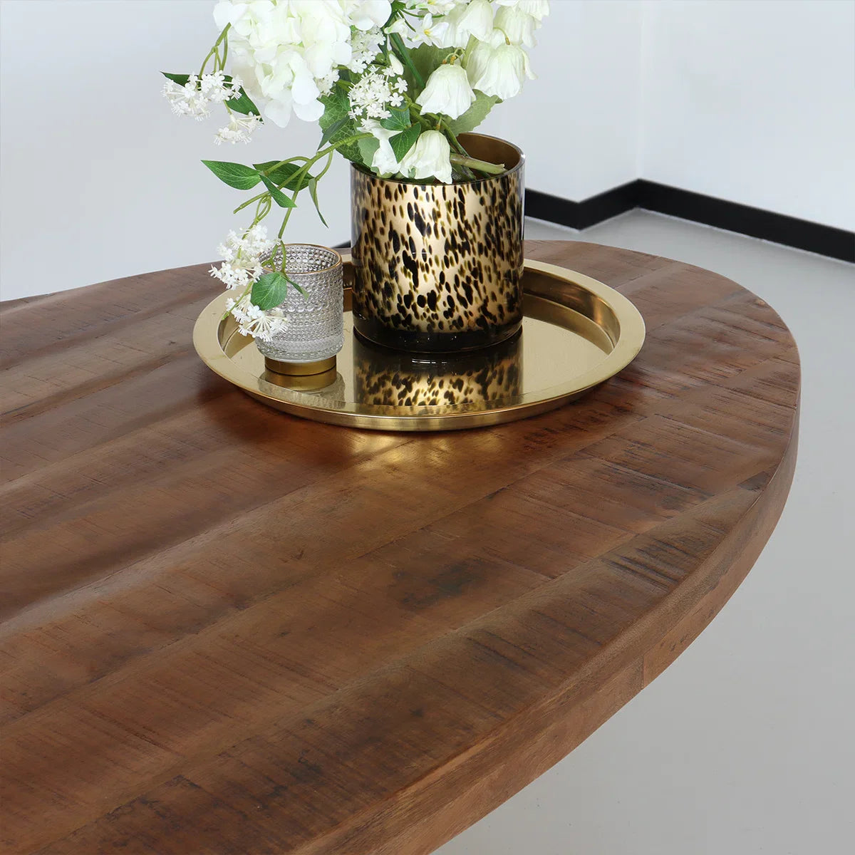 Eettafel ovaal mangohout 180cm James bruin - ovale industriële tafel duurzaam mango eetkamertafel
