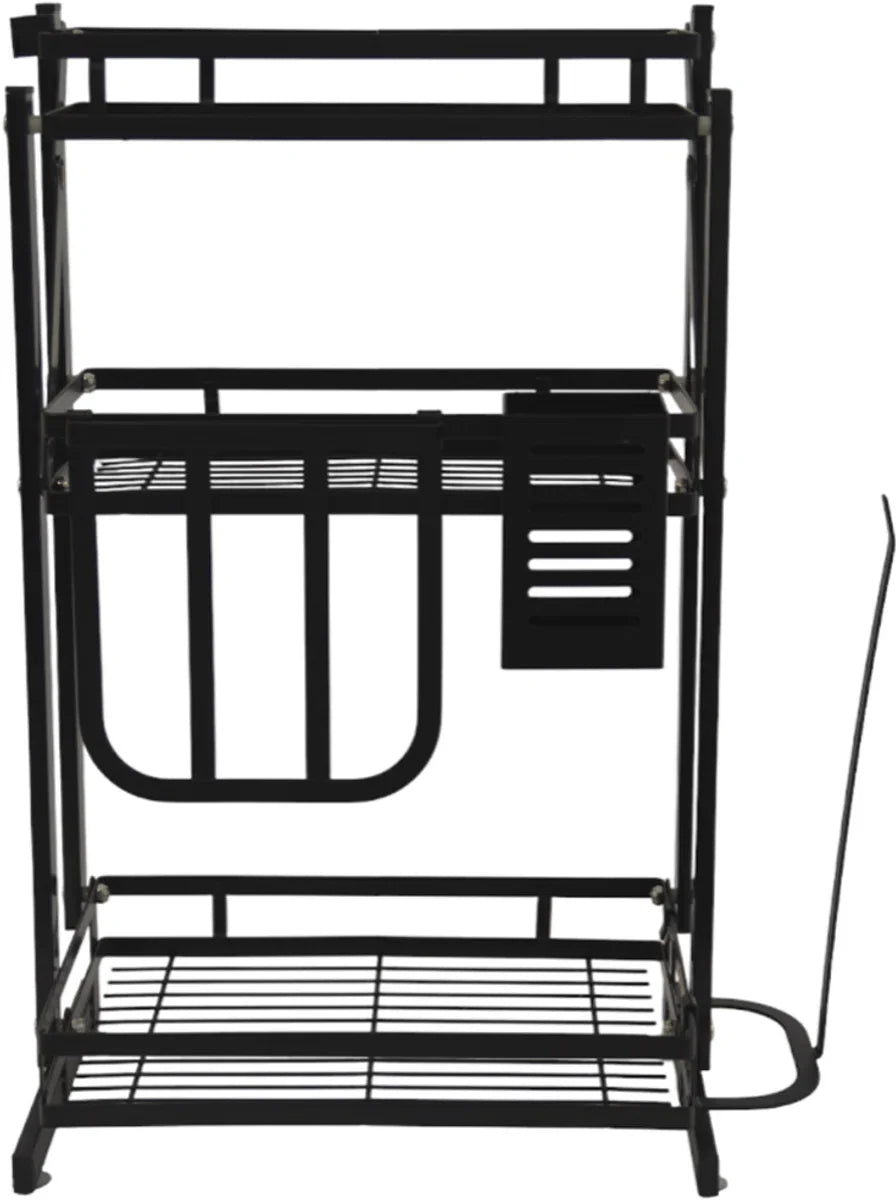 Countertop Organizer - Black - Foldable - Spice Rack for Herbs - Spice Rack - Standing Spice Rack - Kitchen Organizer - Storage for Kitchen Utensils