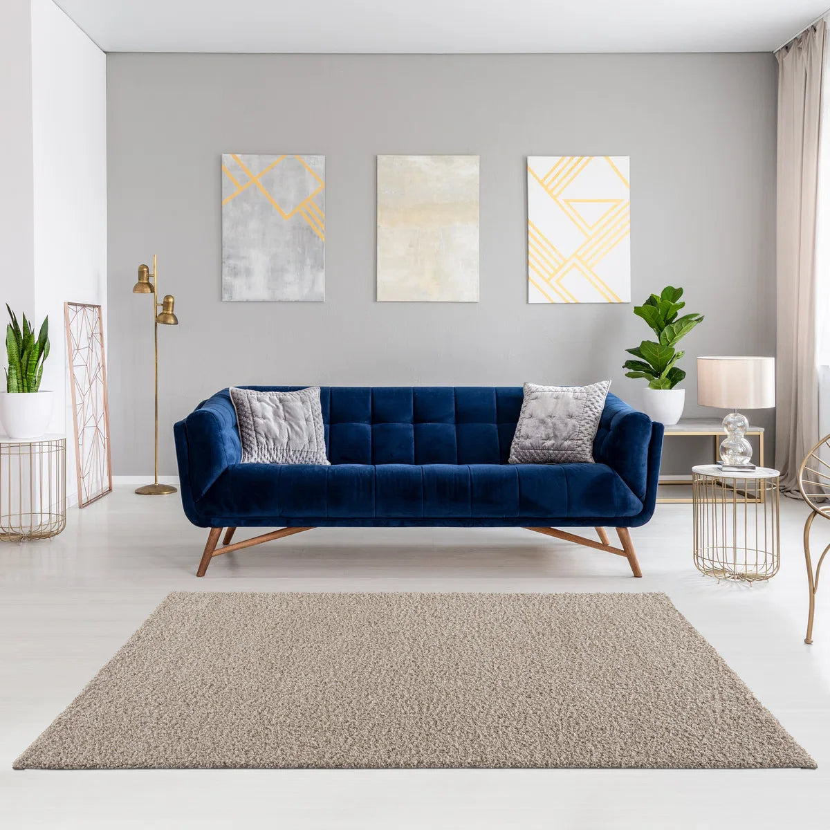Loca Shaggy Vloerkleed Beige - 140x200 CM - Hoogpolig Vloerkleed - Tapijt Woonkamer, Slaapkamer