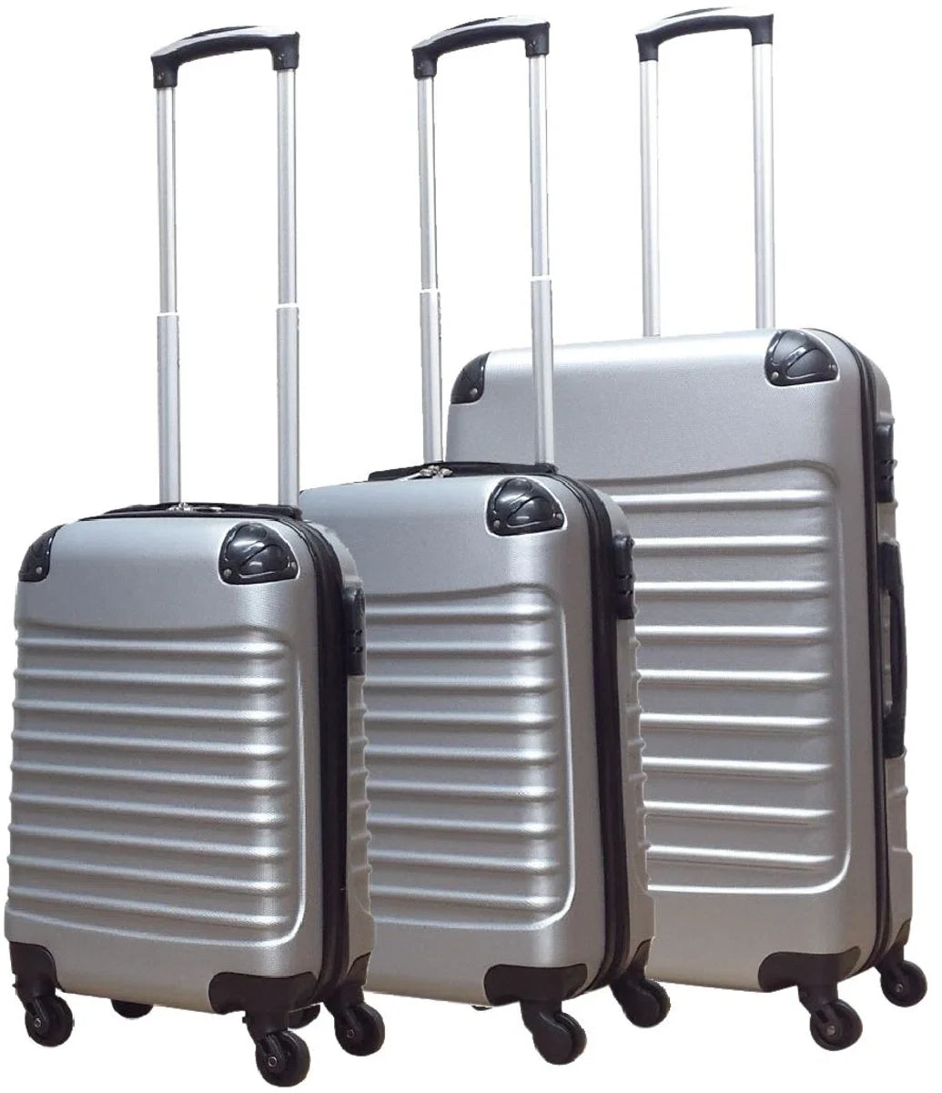 Quadrant 3-delige ABS Kofferset - 2 x handbagagekoffer / 1 x grote koffer - Zilver