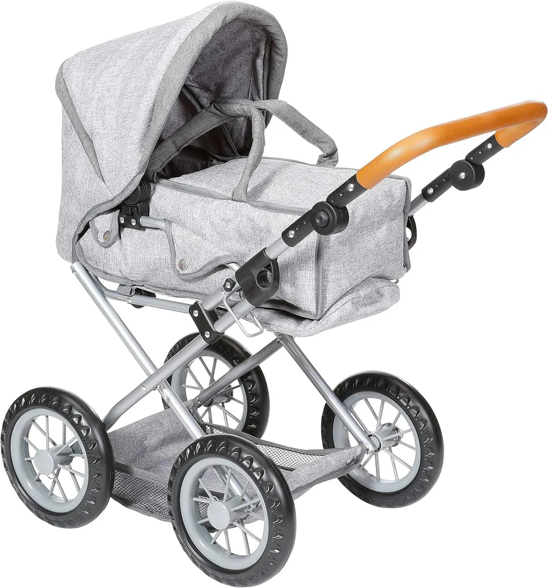 Poppenwagen Ruby-bruin, steen, 63132, grijs, 51 x 37 x 64 cm