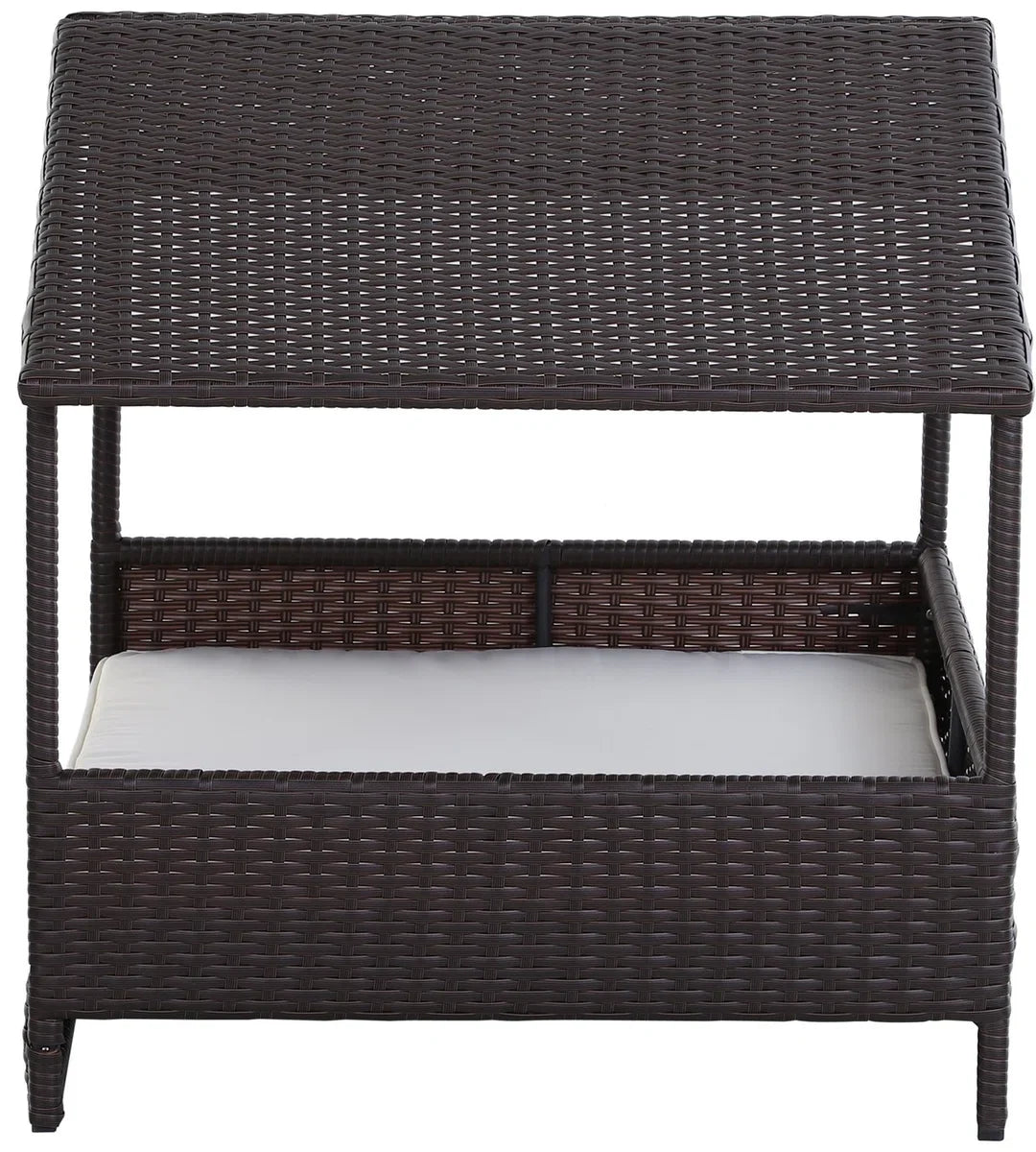 Polyrattan hondenbed - Rieten hondenhok - Hondenmand voor buiten - Bruin/Beige