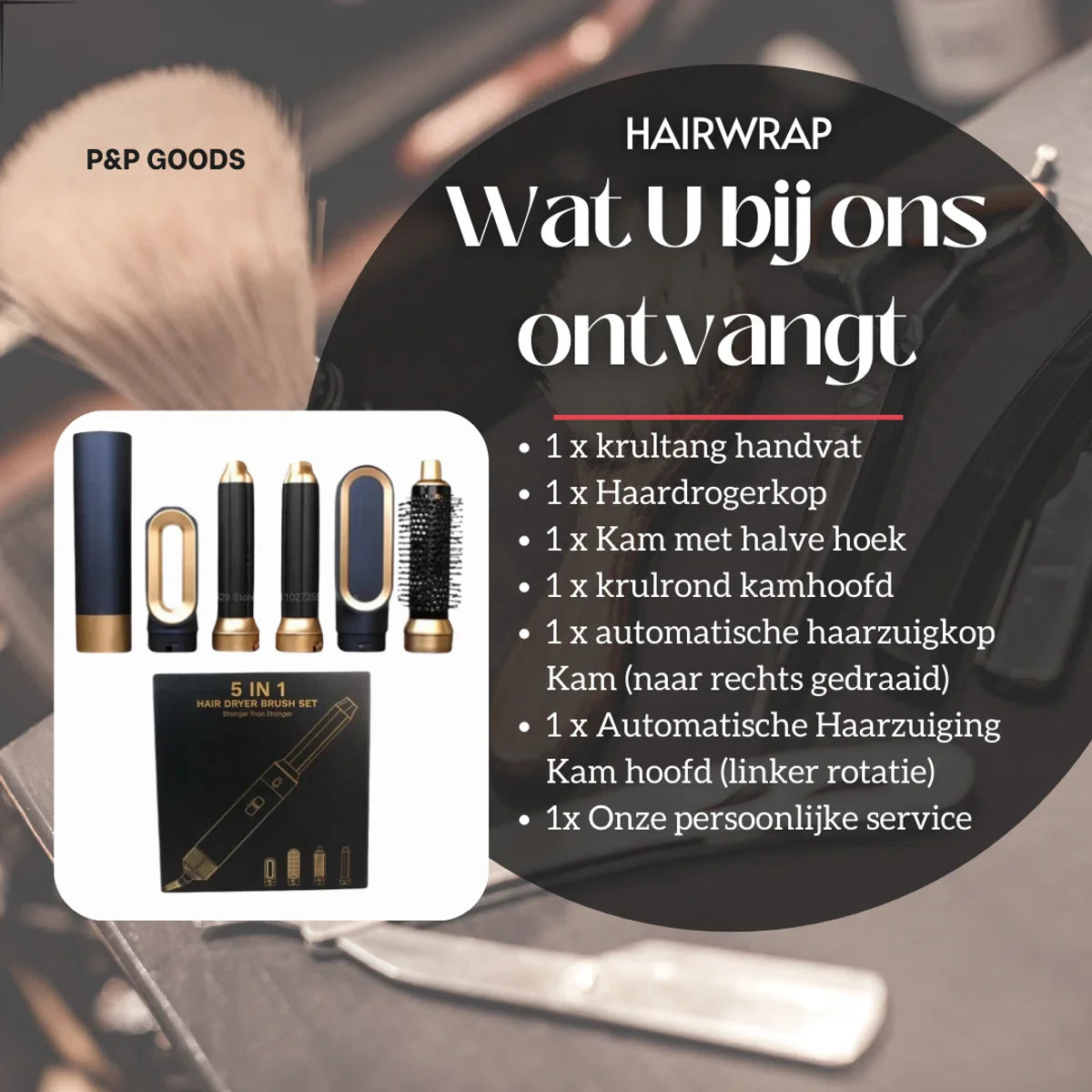P&P Goods® Airstyler - 5-in-1 Multistyler - Hairwrap - Haardroger - Krulborstel - Stijlborstel - Multifunctioneel