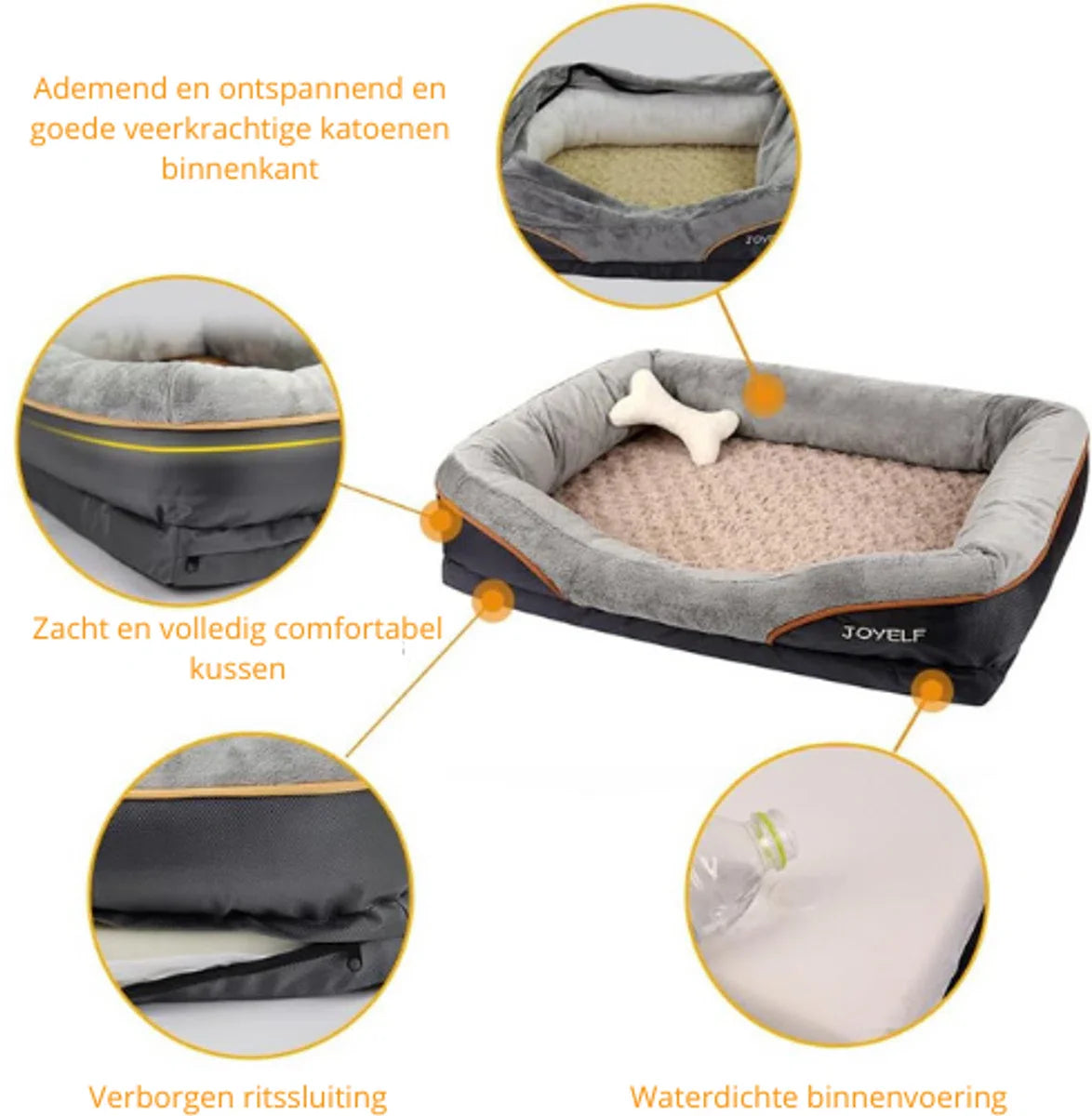 Luxe Orthopedisch Hondenkussen - X-Large Traagschuim Hondenbed - 102x77x23cm - Verwijderbare/Wasbare Hoes - Grijs