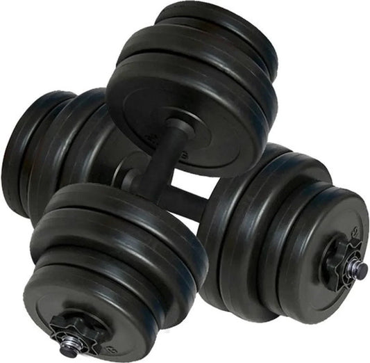 Dumbbellset - Totaal 30 kg - 2 stuks - Zwart