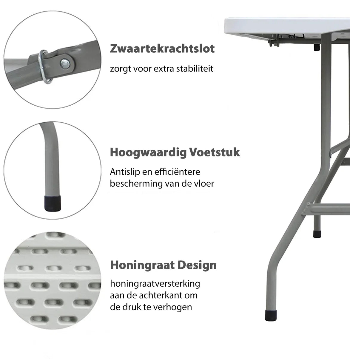 MaxxGarden Klaptafel - Inklapbare tafel - Opvouwbare Tuintafel - Weerbestendig - Inclusief handvat - 180x70x74