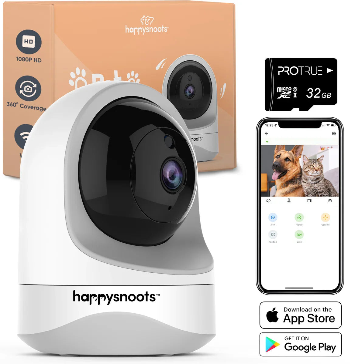 1080P Pet Camera met App - 360° Honden Camera - Hondencamera - Huisdier / Pet Cam - Voor Hond / Kat / Huisdieren