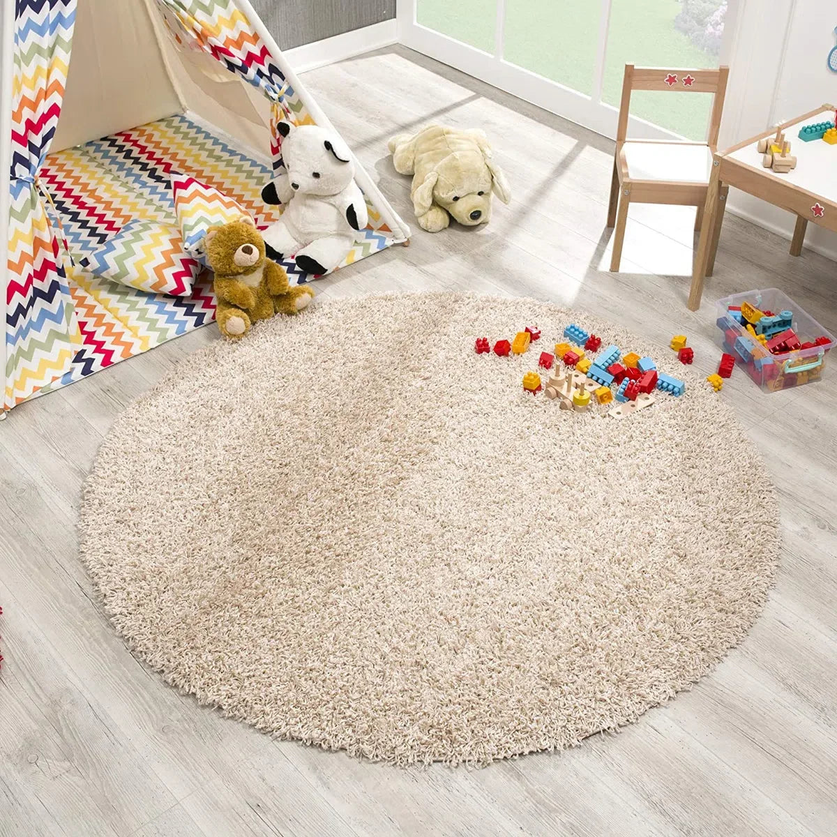 Loca Shaggy Rug Beige - 150 CM - High Pile Rug - Living Room, Bedroom Carpet