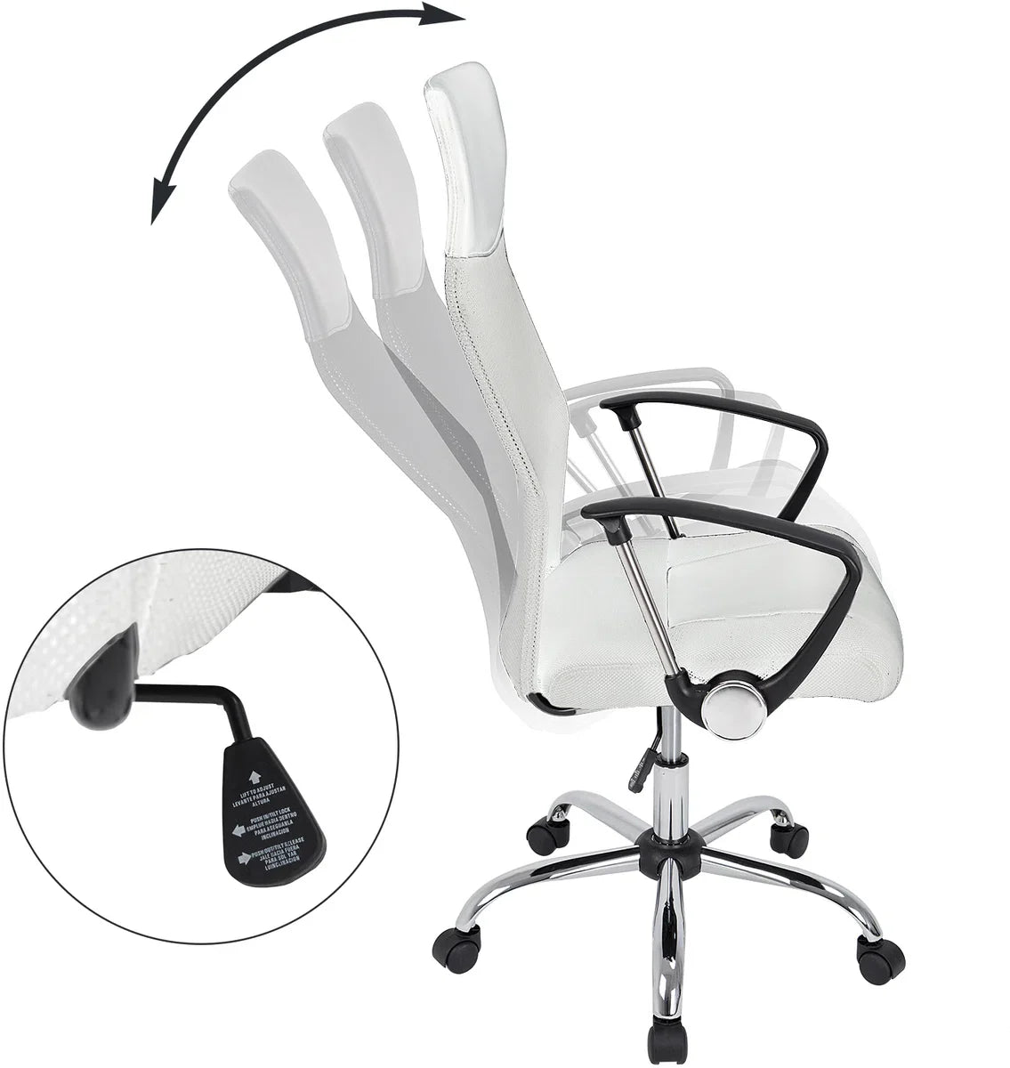 Casaria Bureaustoel met mesh wit