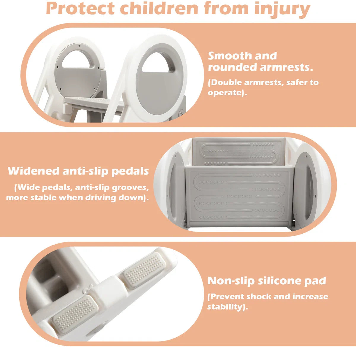 Opstapje - 2 - 3 niveaus in hoogte verstelbaar opstapje voor kinderen - kinderkruk - opstapje voor baby, leertoren met handgrepen - anti-kantel en antislip - kinder zindelijkheidstraining