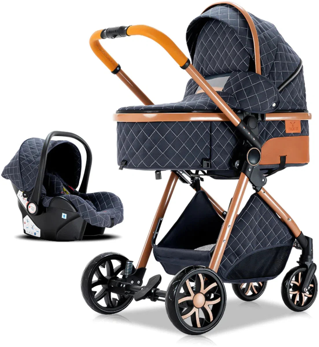 3-in-1 Stroller - Luxury Stroller - Buggy - Pram - Multifunctional - Foldable - Including Car Seat - Blue