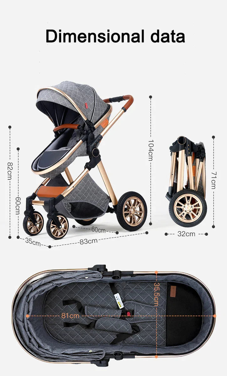 Luxe 3-in-1 Multifunctionele Combi Kinderwagen – Hoogwaardige Buggy – Inklapbare Wandelwagen – Lichtgrijs – Incl. Autostoel