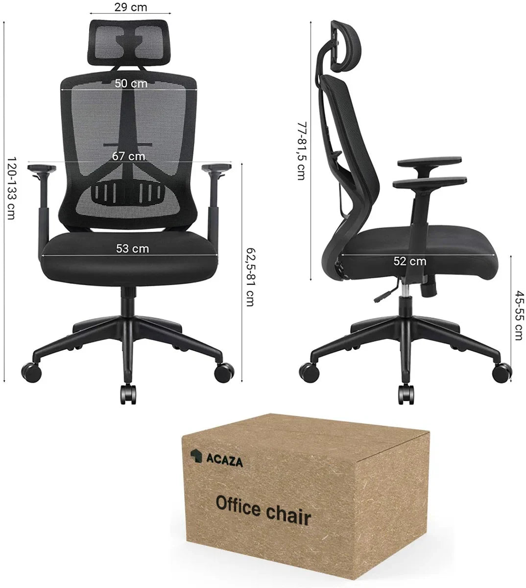 Ergonomische Bureaustoel - Comfortabele en Verstelbare Bureaustoel - Zwart