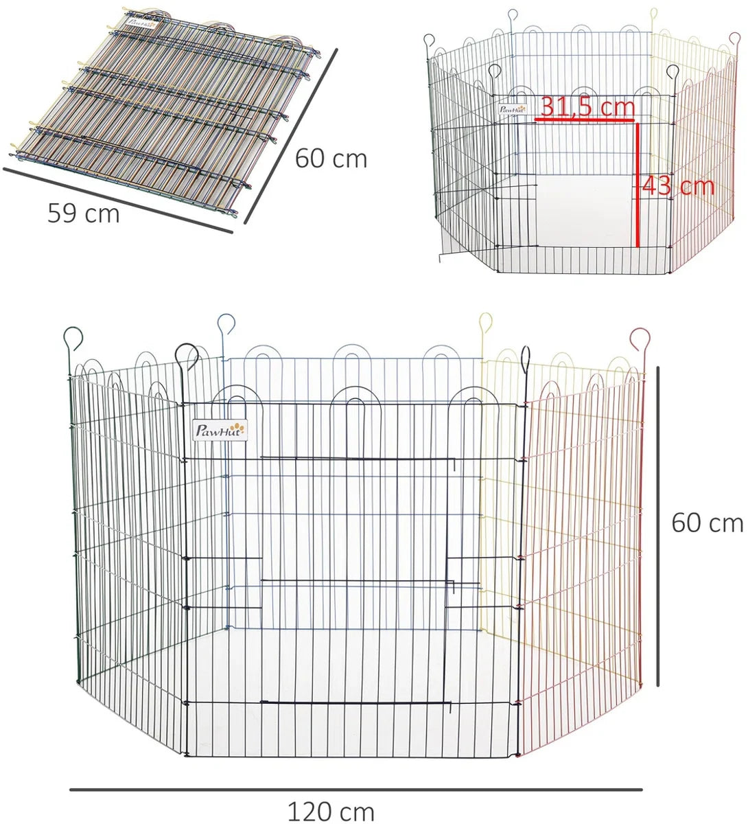 Hondenren - Puppyren - Hondenkennel - Honden - Veelkleurig - Ø120 x H60cm