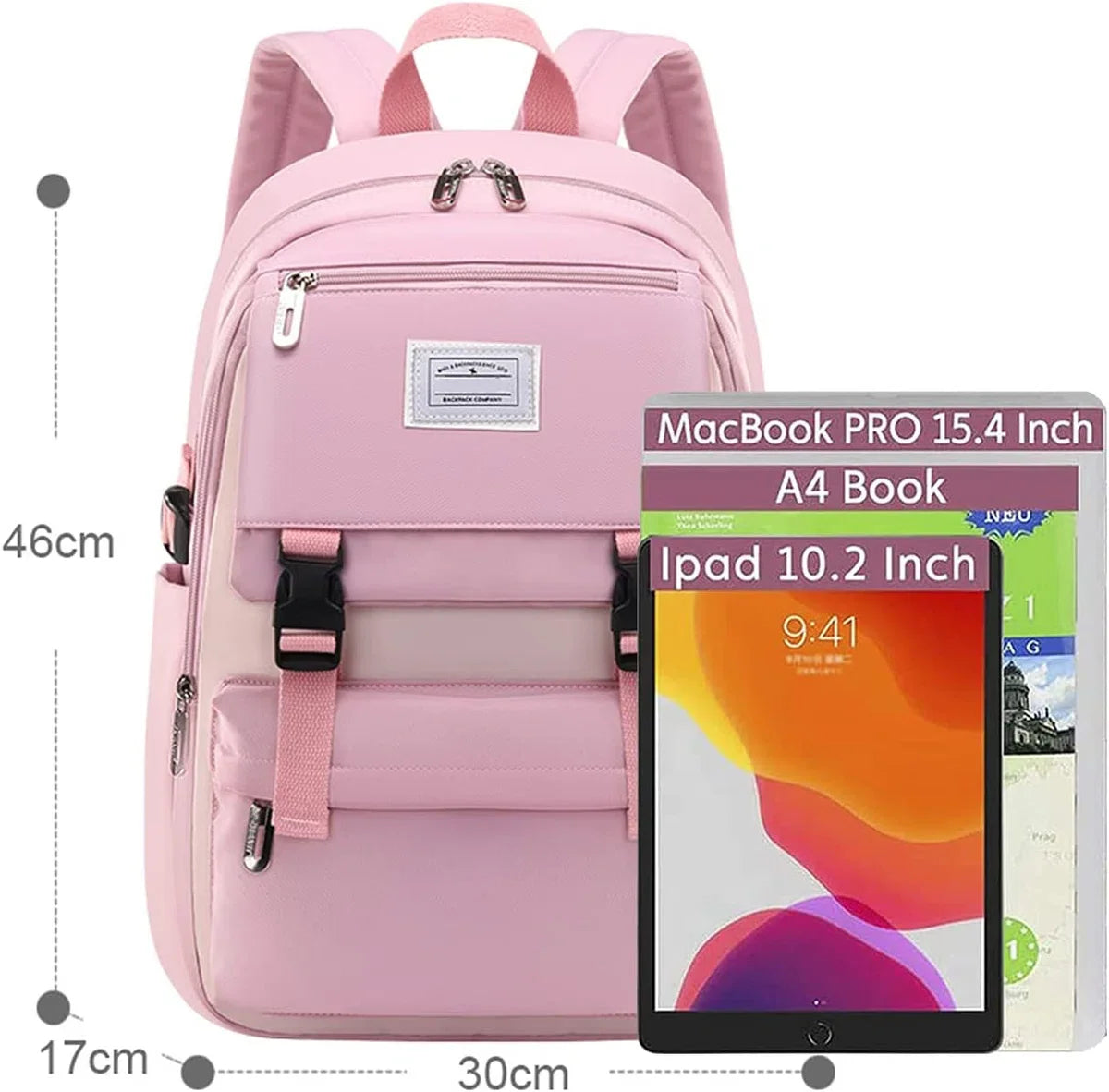 Backpack - Rucksack - School - Girls - Boys - Teens - Waterproof - Bookbag - 25 Litre - Pink