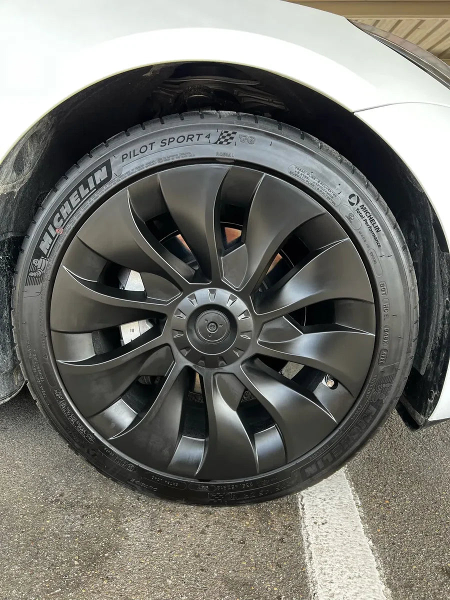 MHDW - Mat Zwarte Performance Turbine wieldoppen set - Geschikt voor Tesla Model 3 - Sportieve upgrade voor 18 inch standaard velgen - Auto Exterieur Accessoires Nederland en België