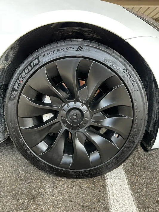 MHDW - Mat Zwarte Performance Turbine wieldoppen set - Geschikt voor Tesla Model 3 - Sportieve upgrade voor 18 inch standaard velgen - Auto Exterieur Accessoires Nederland en België