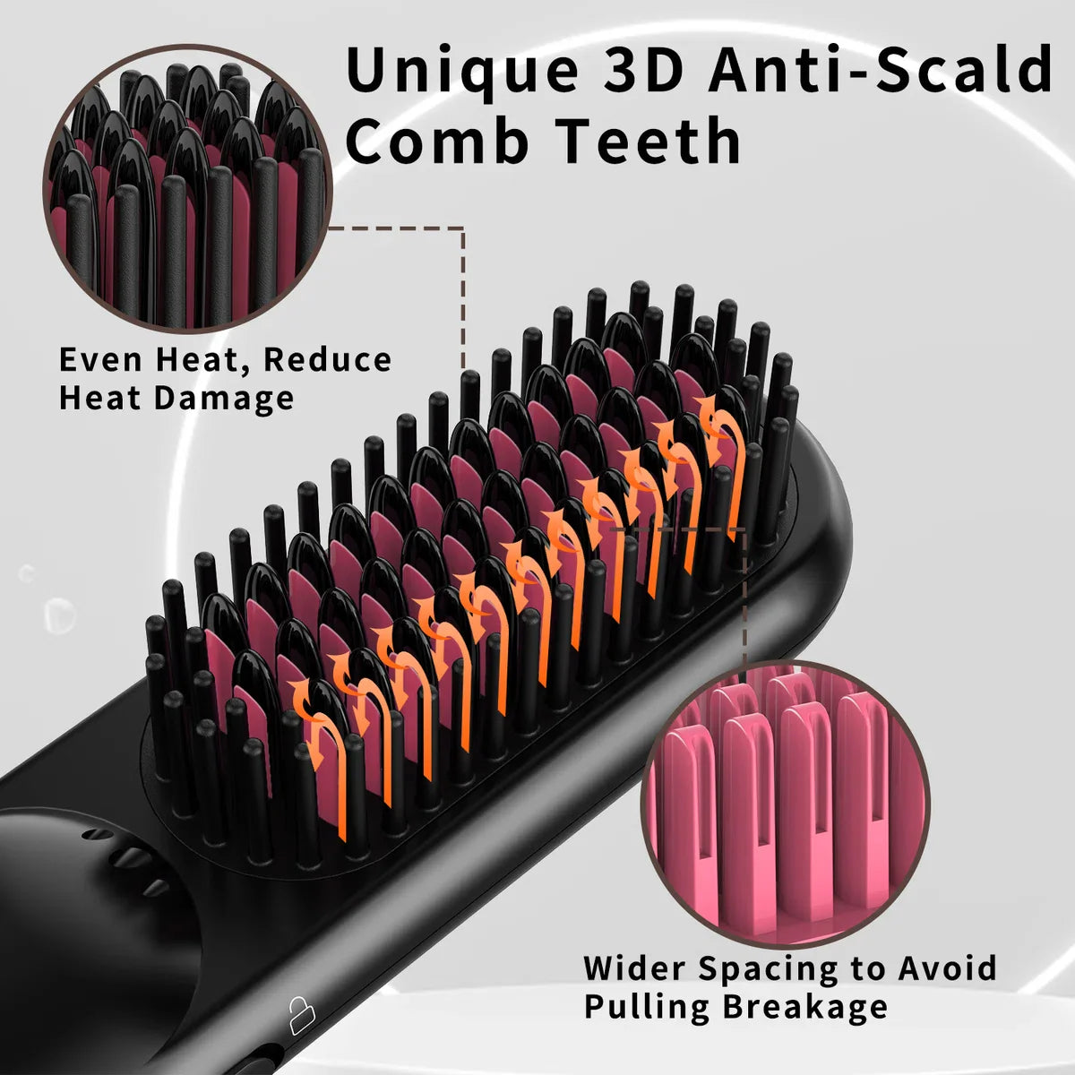 Wireless Hair Straightening Brush - Hair Straightener - Straight Hair - 2-in-1 Electric Straightening Brush - Straight Brush - Hot Air Brush - 200 Degrees - Heated Brush - Hairbrush - Hair Care - Brush - Wireless - Rechargeable - Battery