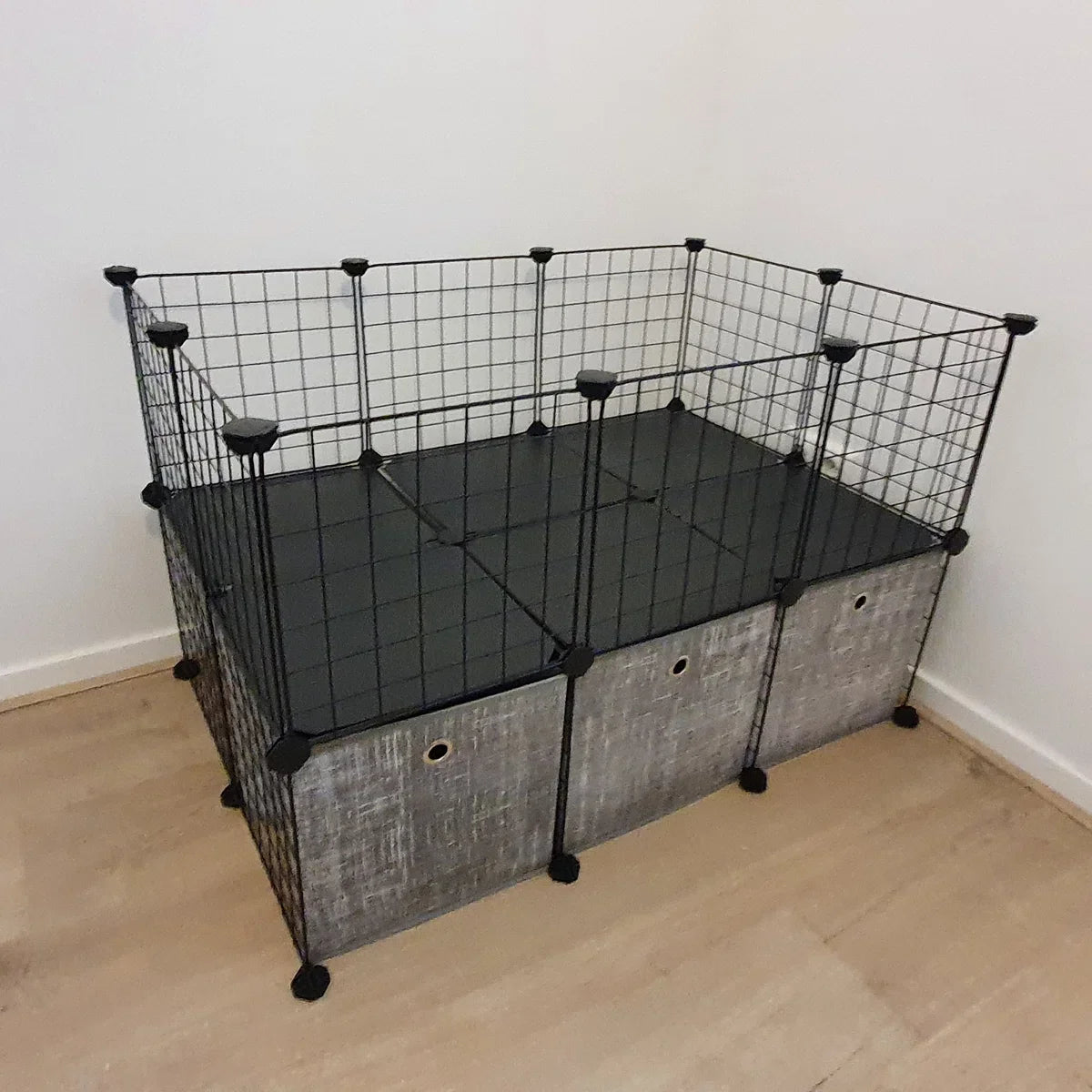 Pet cage with storage boxes - Rodent run - Guinea pig cage - Rabbit cage - Guinea pig run - Rodent cage for indoor and outdoor use - Modular cage