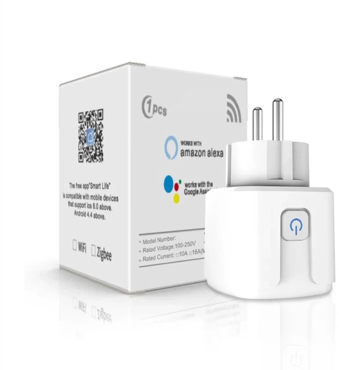8 stuks - Slimme Stekker - WiFi - Smart Plug - Google Home & Amazon Alexa - Tijdschakelaar & Energiemeter via Smartphone App - Smart Home