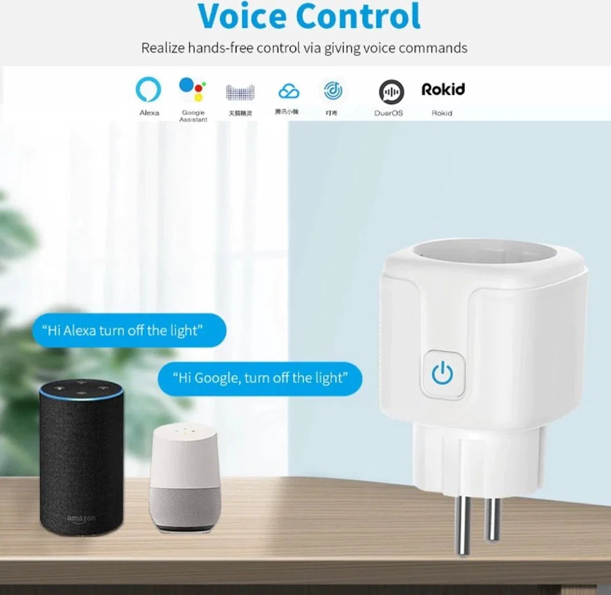 8 stuks - Slimme Stekker - WiFi - Smart Plug - Google Home & Amazon Alexa - Tijdschakelaar & Energiemeter via Smartphone App - Smart Home