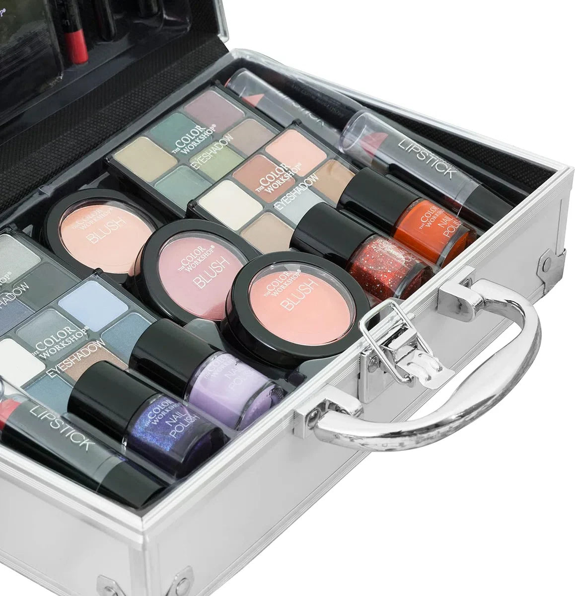 make-up set - Fashion Train Koffer met Professionele Make-up Kit voor Ogen, Gezicht, Nagels & Lippen - Make-up Cadeauset voor Meisjes, Tieners en Vrouwen - Beautycase
