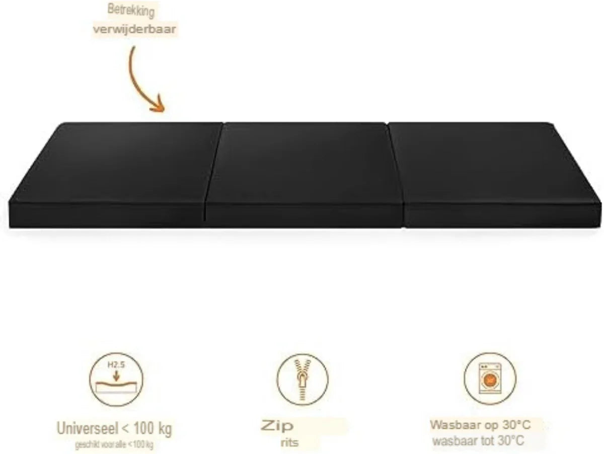 Folding Guest Bed - Foldable Guest Bed - Folding Guest Mattress - Black