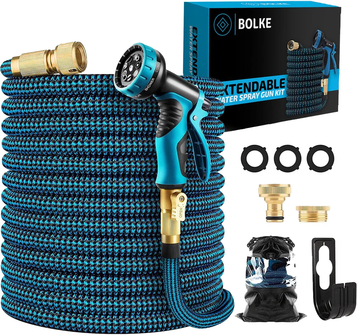 Garden hose - garden hose 50 meters - garden hose flexible - Garden hose extendable up to 50 meters - garden hose with connectors and sprayer