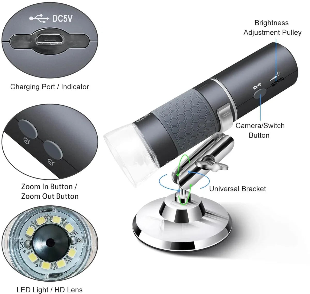 Microscoop - Wetenschap - Digitale Microscoop - Incl. Camera - Compatibel met Smartphone - Elektrisch