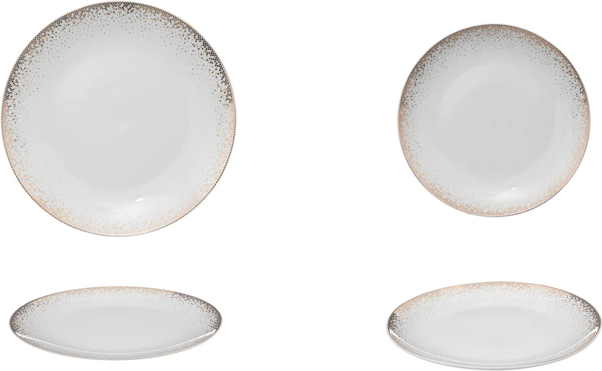 Dinerservies 6-persoons porselein Constellation - 12-delig - Wit met Goud