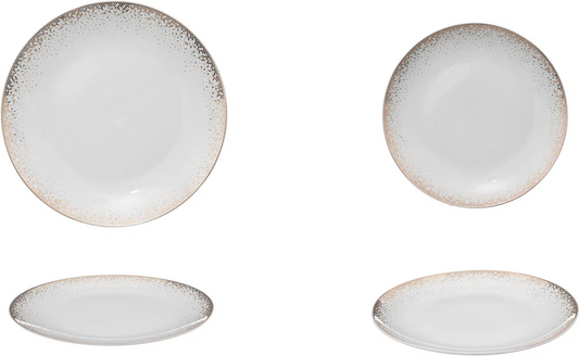Dinerservies 6-persoons porselein Constellation - 12-delig - Wit met Goud