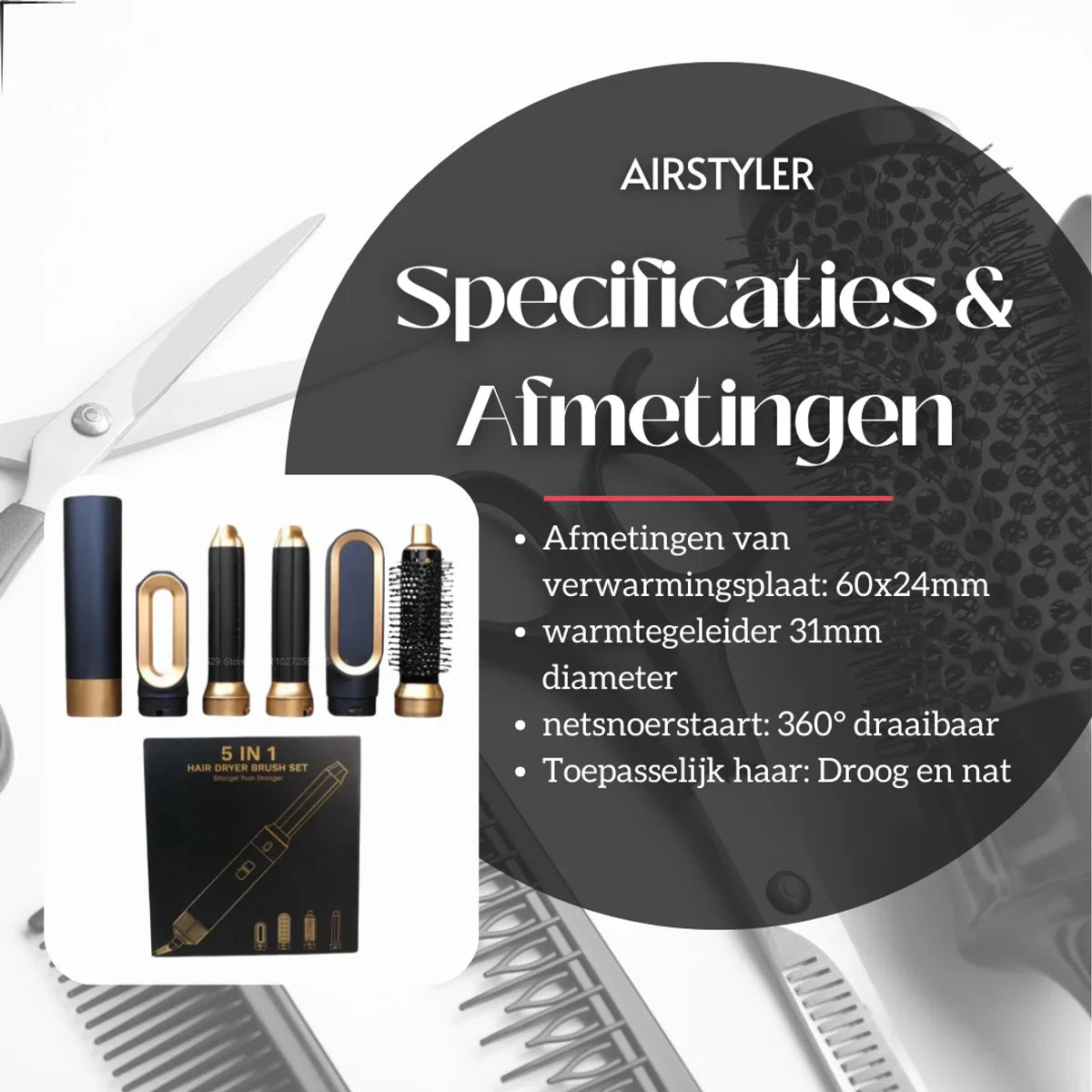 P&P Goods® Airstyler - 5-in-1 Multistyler - Hairwrap - Haardroger - Krulborstel - Stijlborstel - Multifunctioneel