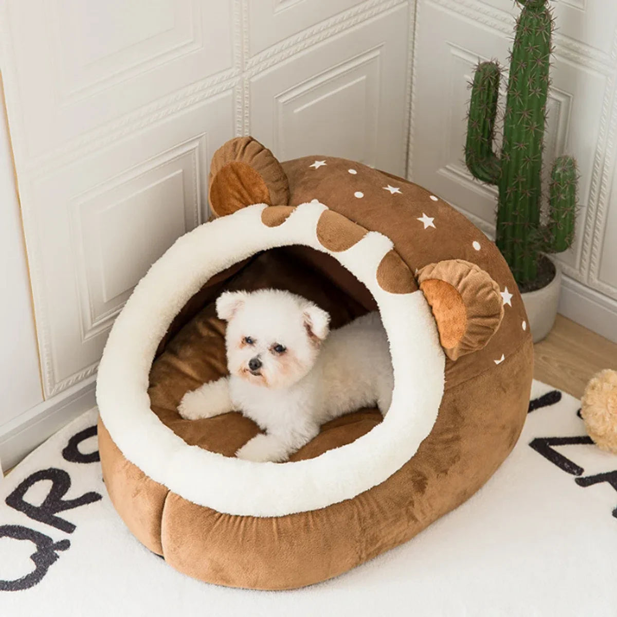 Winterbed voor hond zelfverwarmend puppyhuis knusse binnentent nest zachte mand voor kleine tot middelgrote kat of hond XXL 60x60x40cm