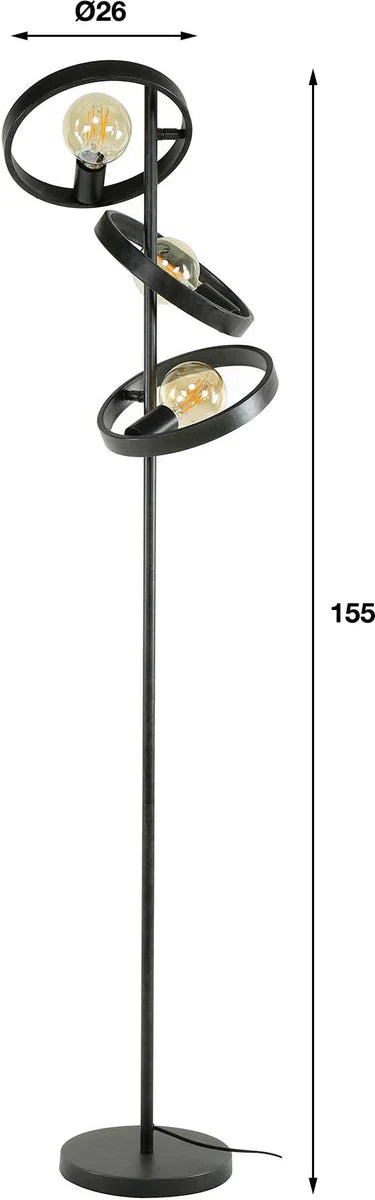 Country floor lamp Hover | 3 lights | charcoal | grey | black | 155 cm high | floor lamp / living room lamp | modern / atmospheric design