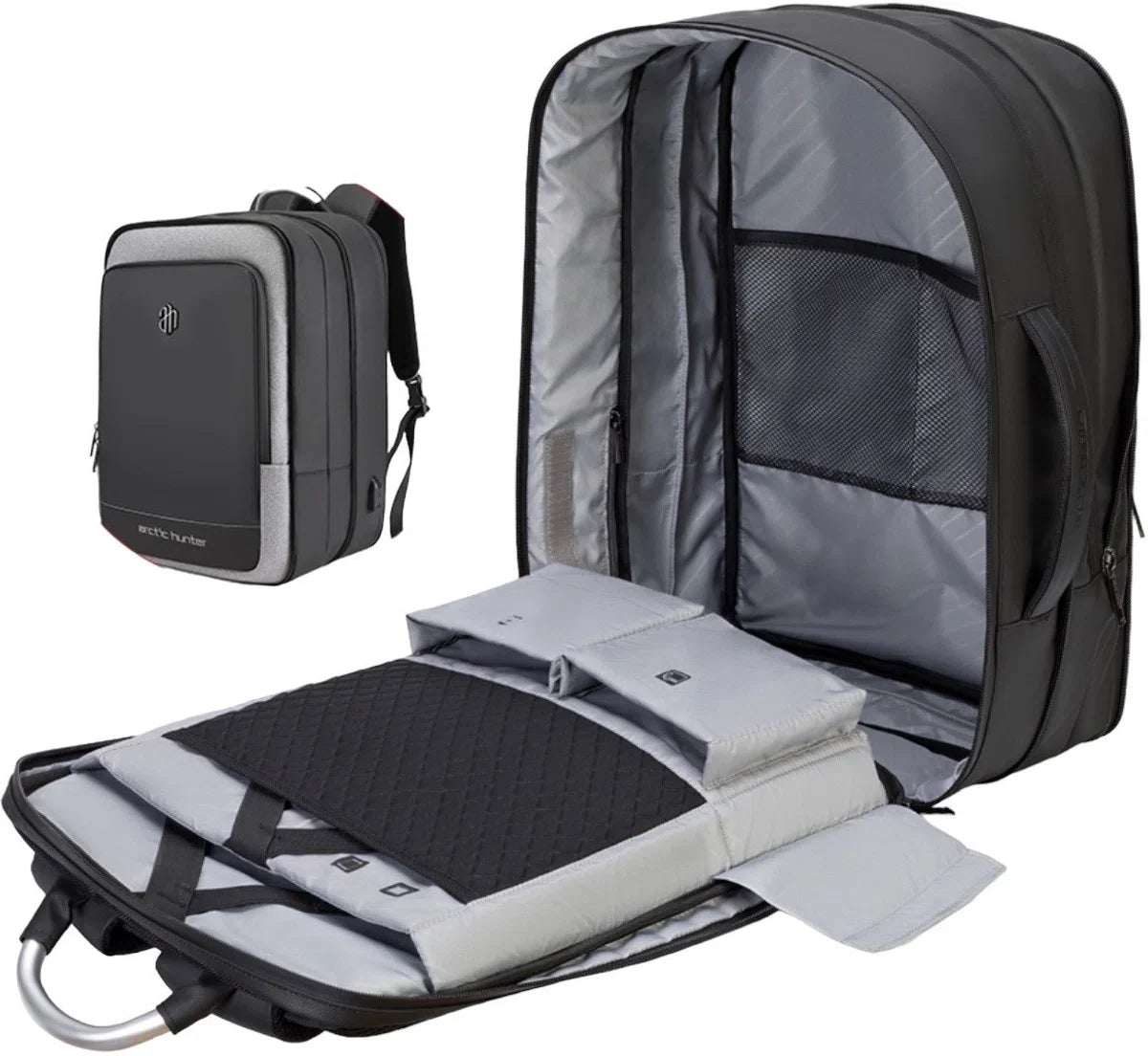 Arctic Hunter Rugzak - Laptop Rugtas - Laptoptas - Aktetas - 17 Inch - Waterafstotend - Zwart - USB