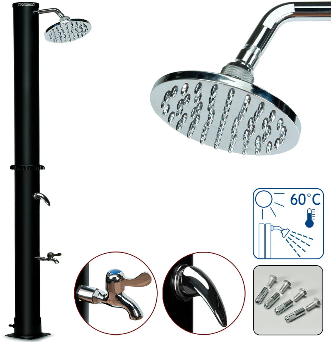 Monzana Buitendouche/ tuindouche - warm water uit zonne-energie 215cm