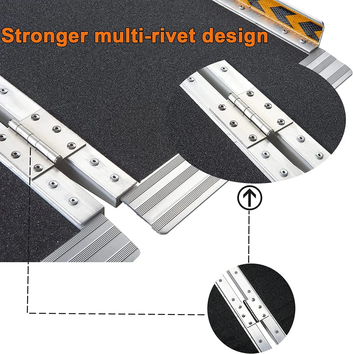 Oprijplaat Brug - Opvouwbaar tot 272 kg - tot 90 cm - 362 kg Capaciteit - Rolstoelhellingen voor trappen - Verstelbare Aluminium Oprit - Draagbaar met Handvat - Antislip Oppervlak Rolstoelhelling voor Thuis - Trappen