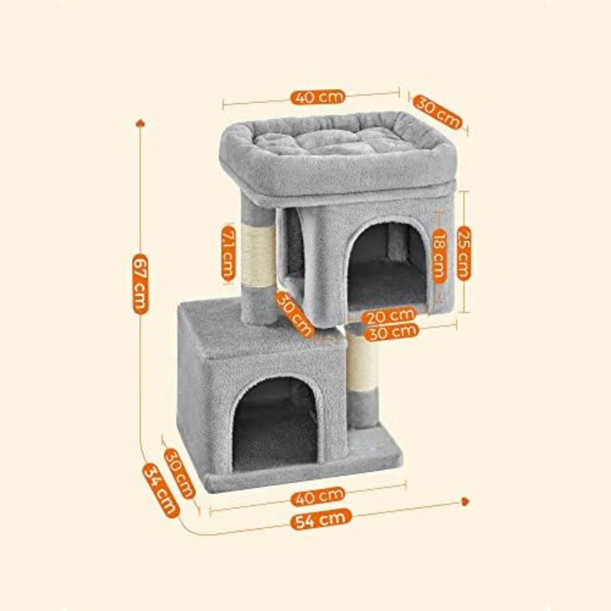 Cat Scratcher - Scratching Post for Heavy Cats - Light Grey