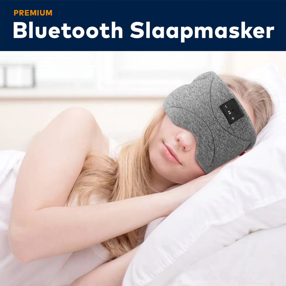 Bluetooth slaapmasker (premium) - Beste keuze - 100% verduisterend - Ultraplatte 'spons speakers' (perfect voor zijslapers) - Koel en ademend materiaal - Volledig verstelbaar - Uitstekende geluidskwaliteit - Batterij: 13 uur - Grijs