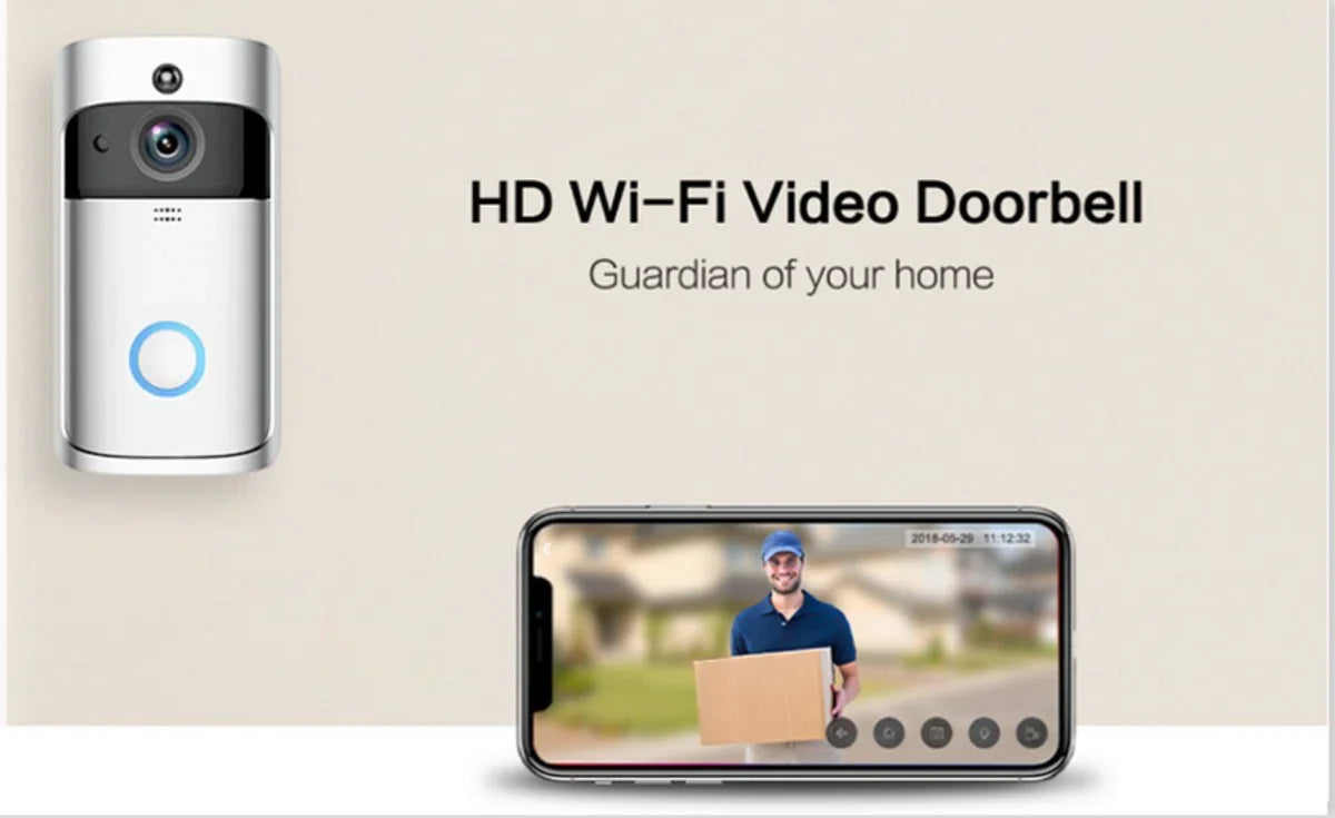Video V5 - deurbel met camera – NL Handleiding – Draadloze deurbel met camera – inclusief gong + 3 oplaadbare batterijen – Video deurbel