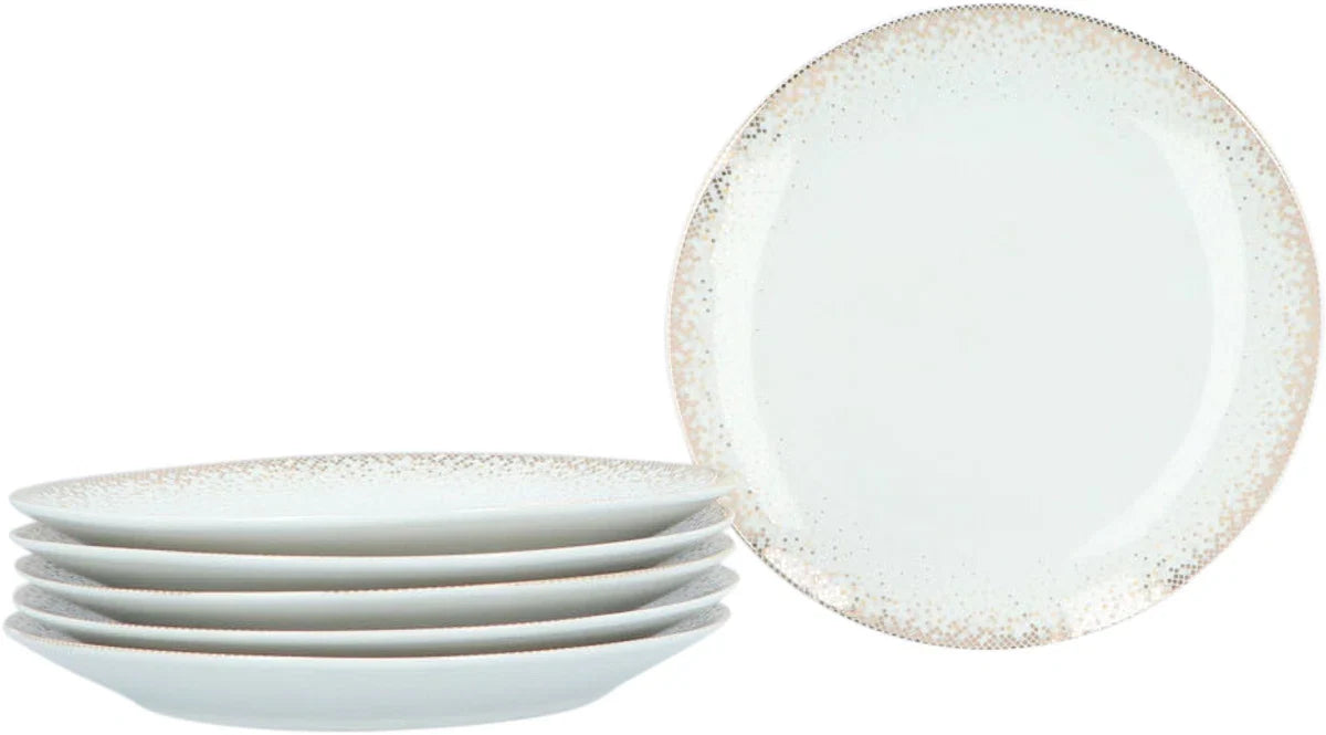 Dinerservies 6-persoons porselein Constellation - 12-delig - Wit met Goud