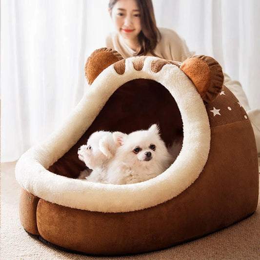 Winterbed voor hond zelfverwarmend puppyhuis knusse binnentent nest zachte mand voor kleine tot middelgrote kat of hond XXL 60x60x40cm